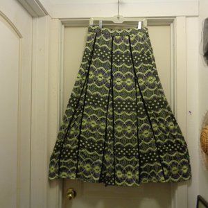 BOHO GRW GREEN & BLACK MAXI FLARED SKIRT L BOHO